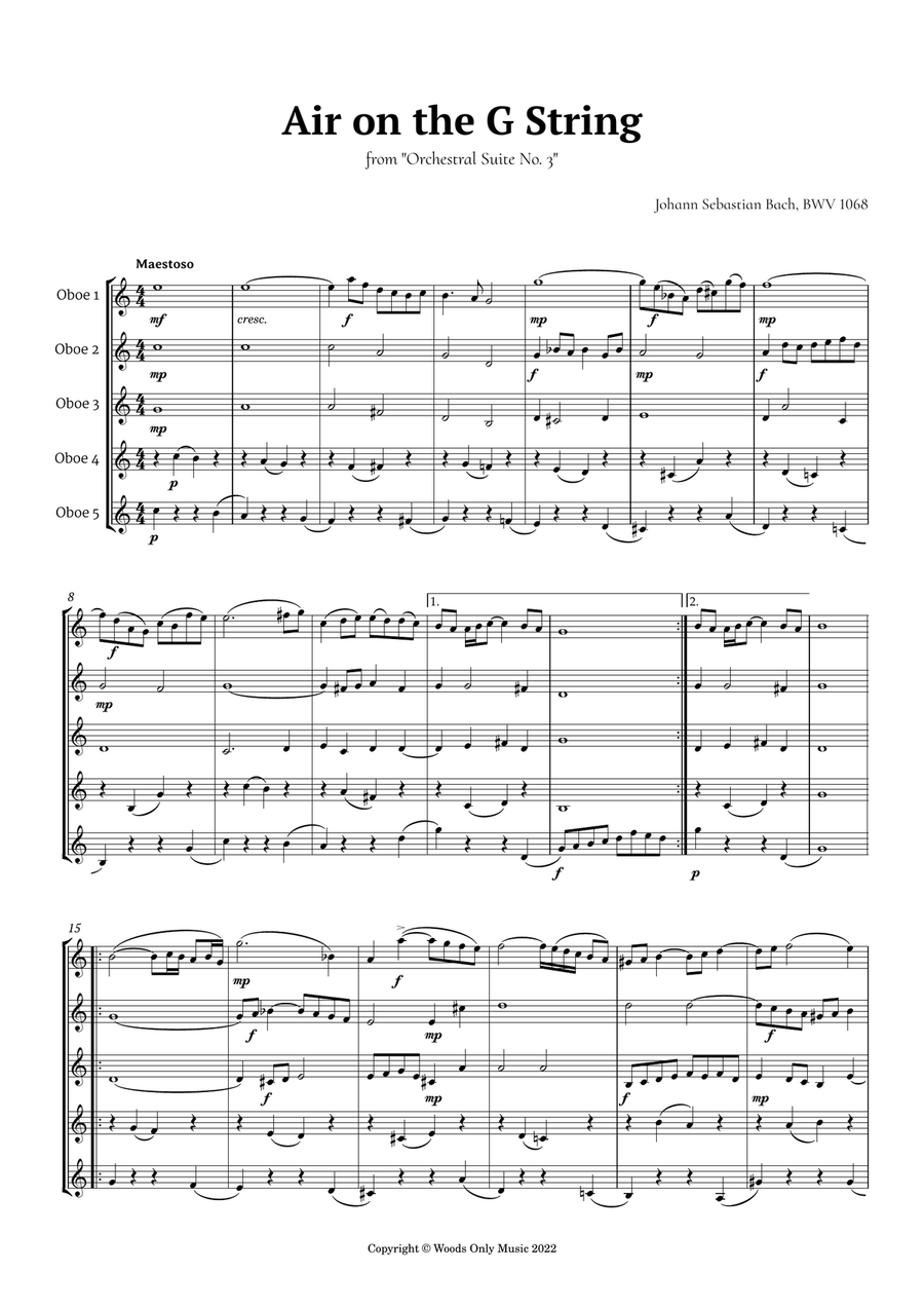 5 Famous Songs by Bach for Oboe Quintet Woodwind Quintet scores gallery preview page 3