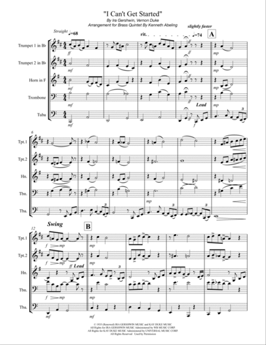 I Can't Get Started Brass Ensemble scores gallery preview page 2