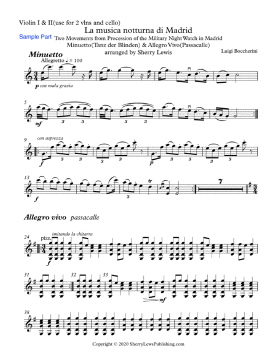 La musica notturna di Madrid - Minuetto (Tanz der Blinden) & Allegro Vivo (Passacalle) for String Q String Quartet scores gallery preview page 5