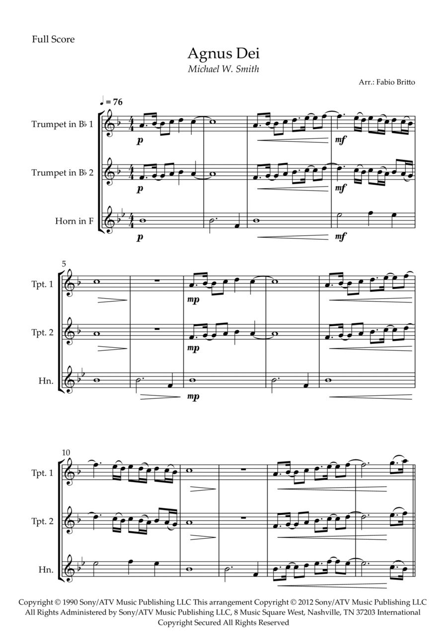 Agnus Dei Horn scores gallery preview page 1