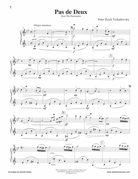 Pas de Deux from The Nutcracker for Flute or Oboe or Violin & Clarinet Duet - Music for Two