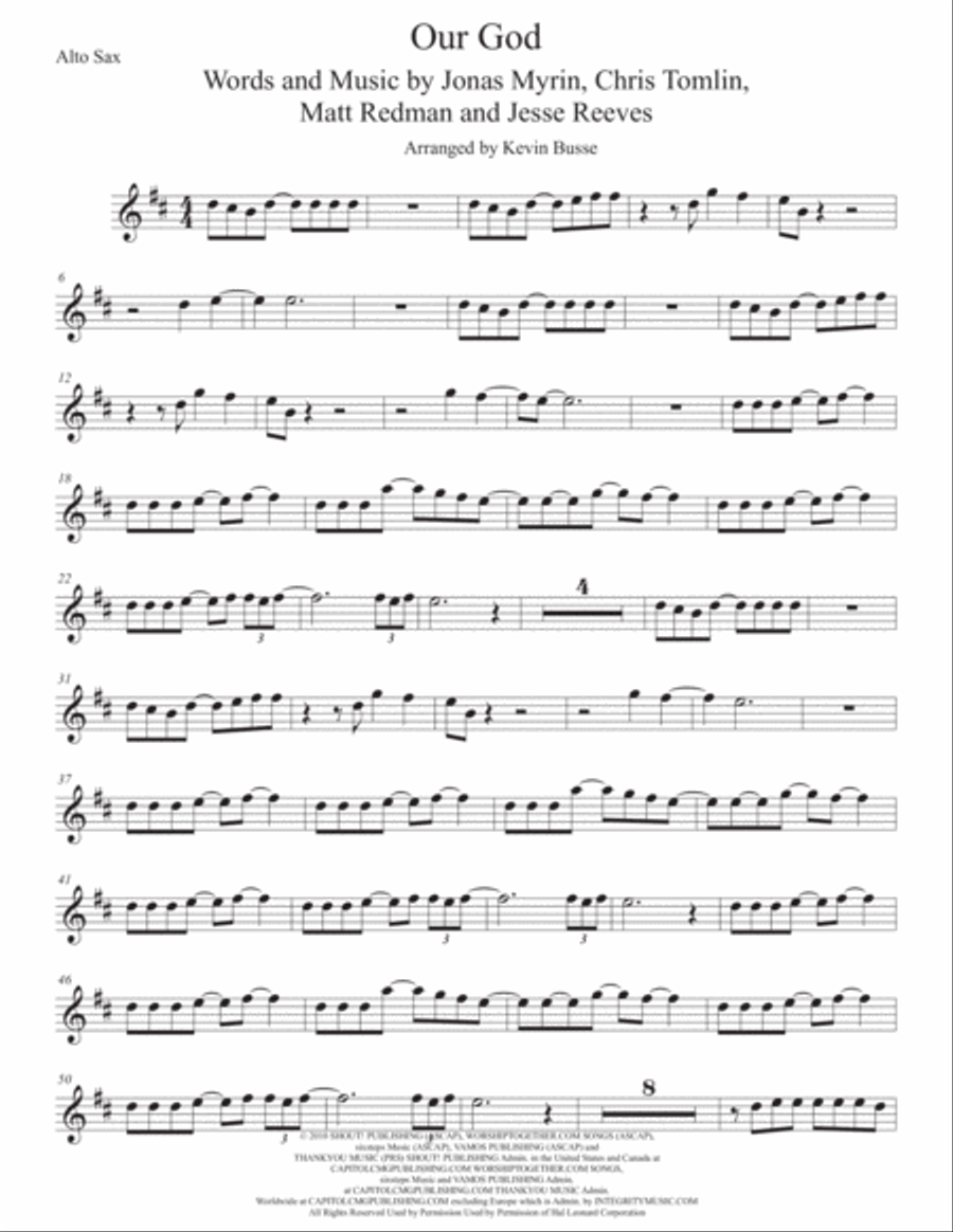 Our God Alto Saxophone scores gallery preview page 1