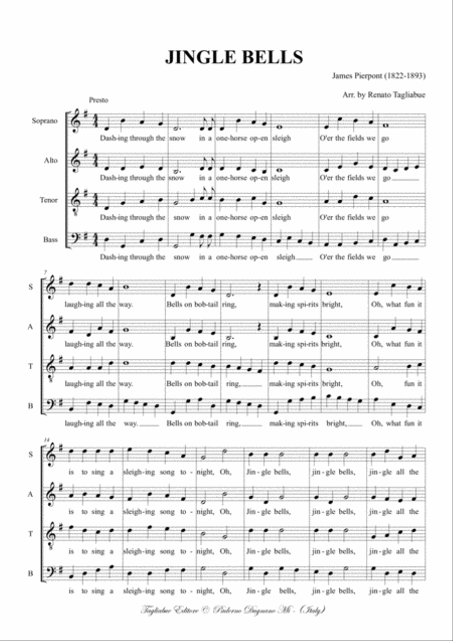 JINGLE BELLS - For SATB Choir 4-Part scores gallery preview page 2