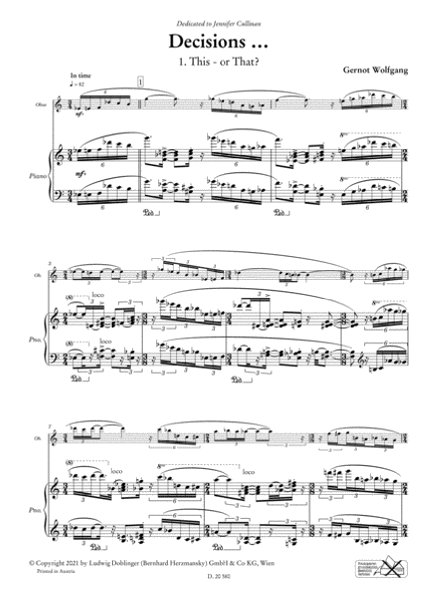 Decisions fur Oboe (Klarinette) und Klavier Clarinet scores gallery preview page 2