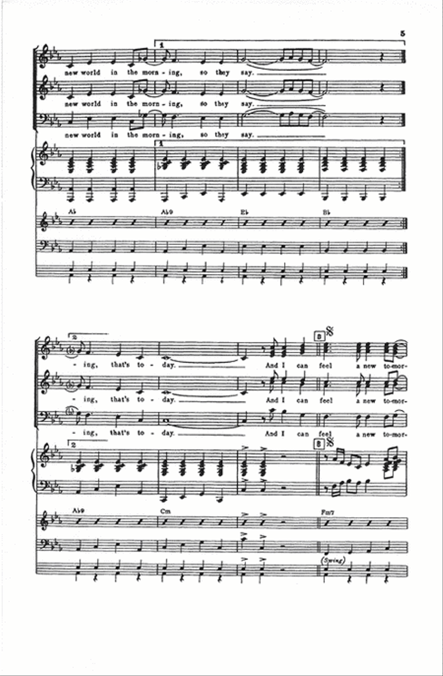 New World in the Morning (Vocal Score) Divisi scores gallery preview page 4
