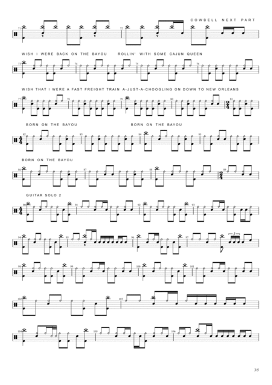 Born On The Bayou Born On The Bayou Drum Set scores gallery preview page 3