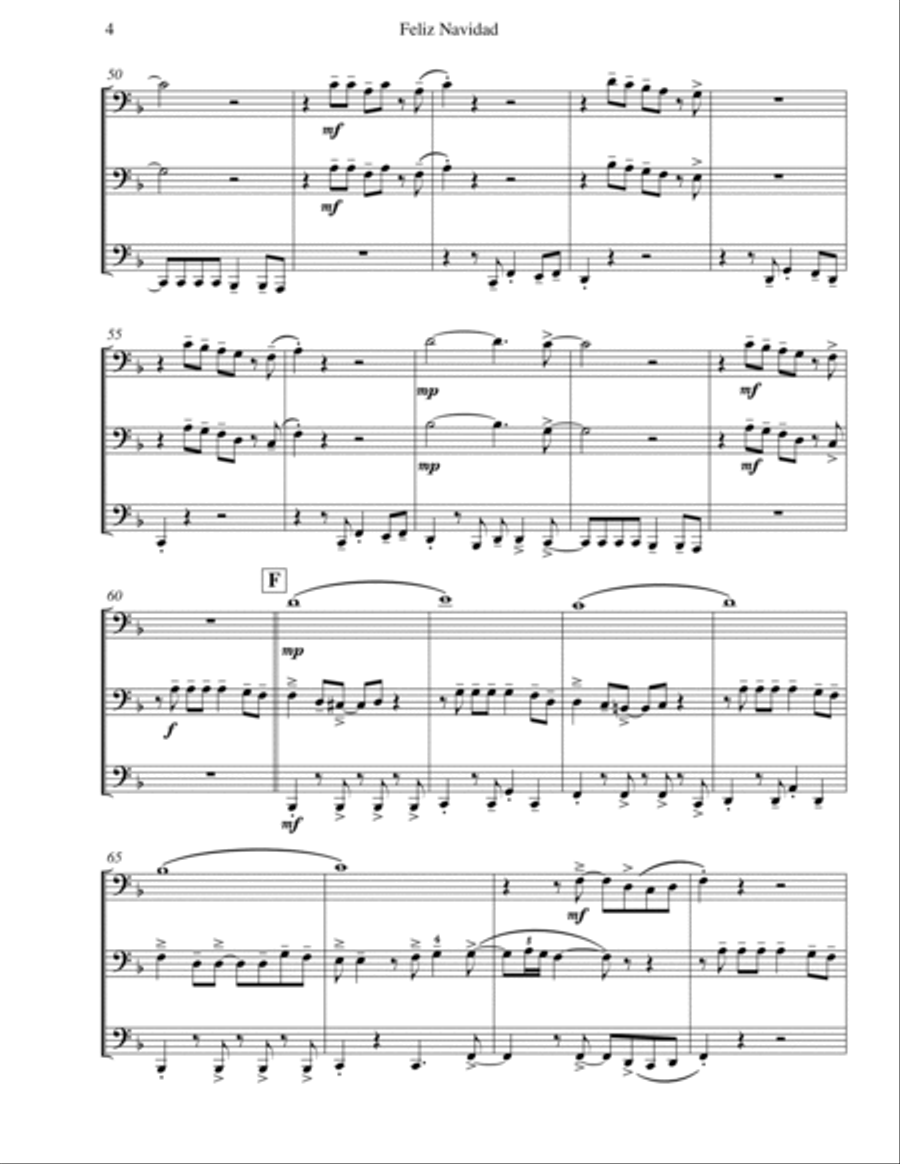Feliz Navidad Brass Trio scores gallery preview page 4