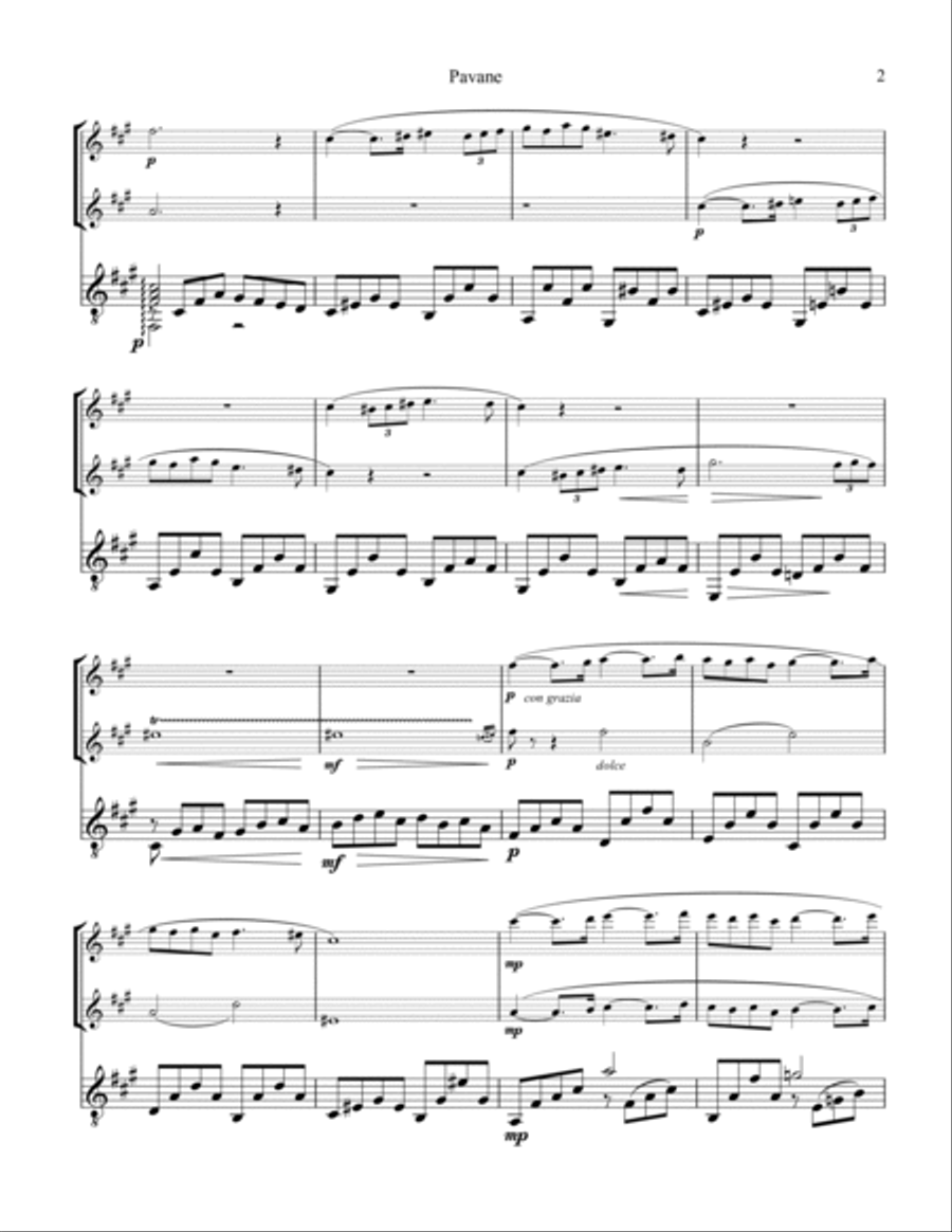Pavane Op. 50 for flute, oboe (flute/violin) and guitar Flute scores gallery preview page 3