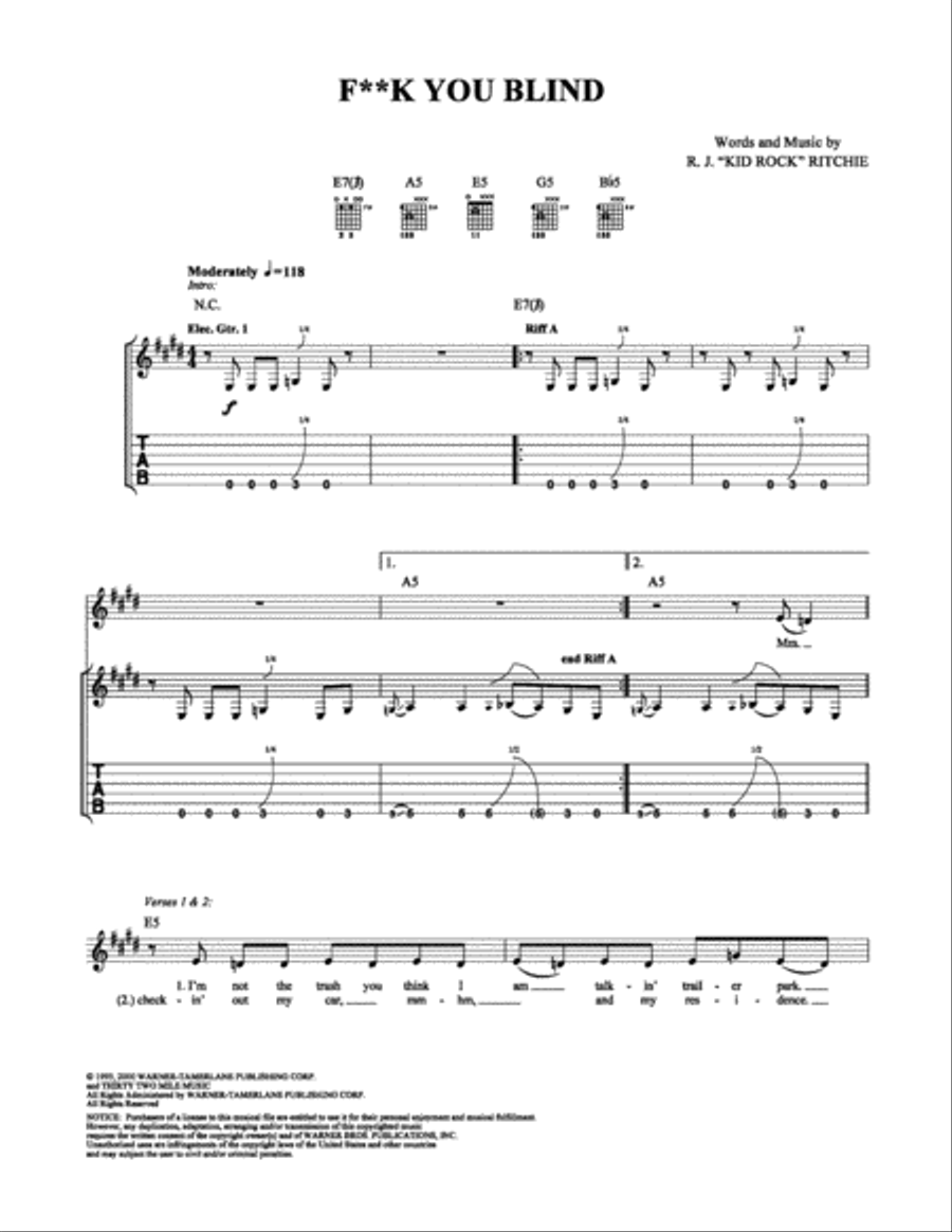 F**k You Blind Electric Guitar scores gallery preview page 1
