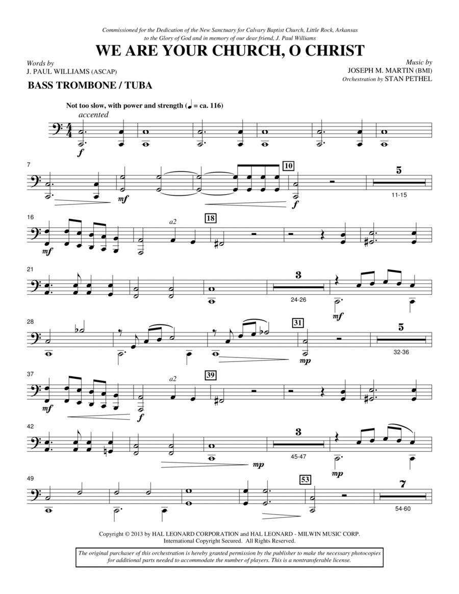 We Are Your Church, O Christ - Bass Trombone/Tuba Choir scores gallery preview page 1