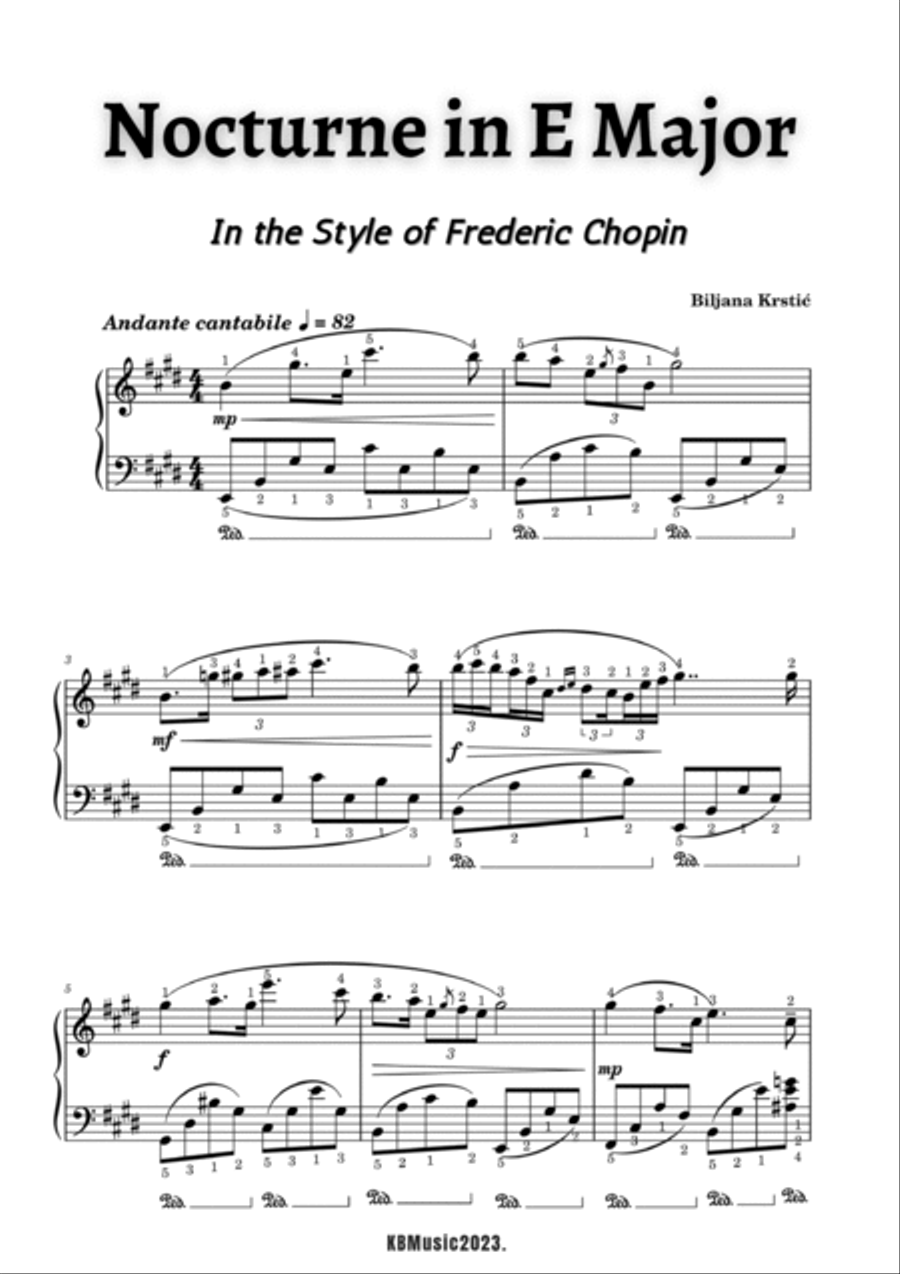 Nocturne in E Major In the Style of Frederic Chopin Part scores gallery preview page 3