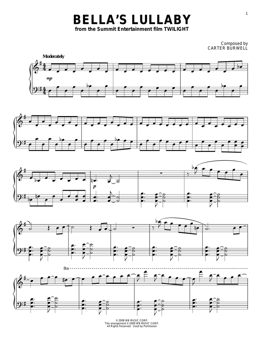 Bella's Lullaby Piano Solo scores gallery preview page 1