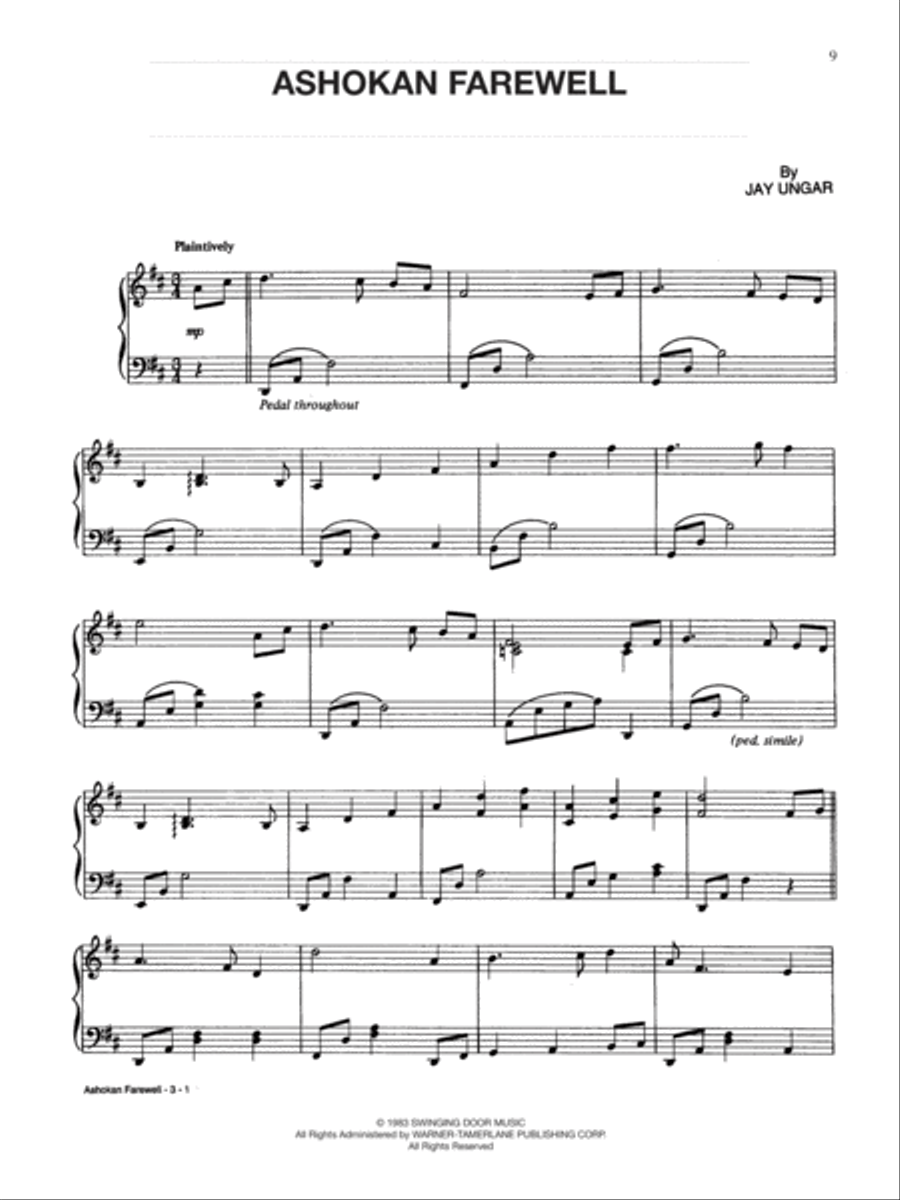Ashokan Farewell Ashokan Farewell Piano Solo scores gallery preview page 1