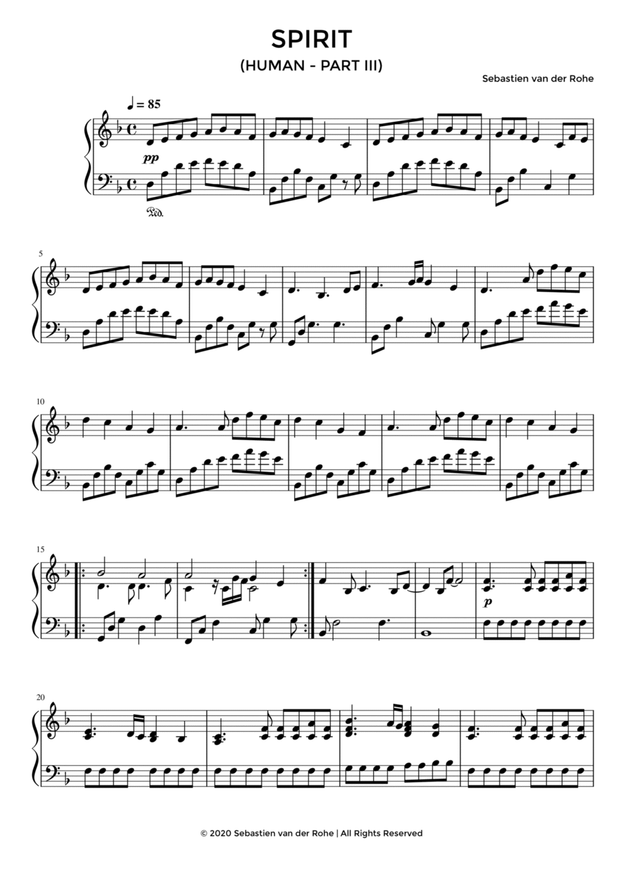 Spirit (Human - Part III) Piano Solo scores gallery preview page 1