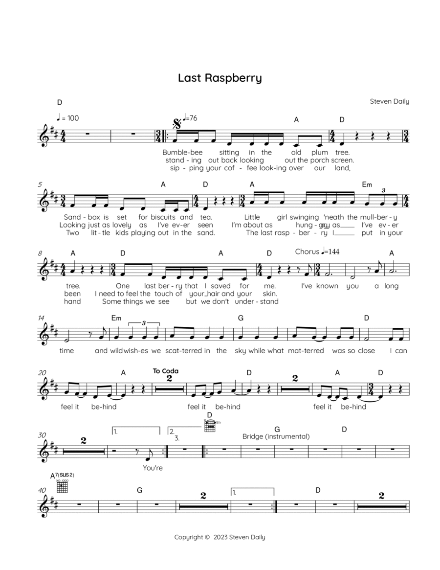 Last Raspberry Last Raspberry Easy Piano scores gallery preview page 1