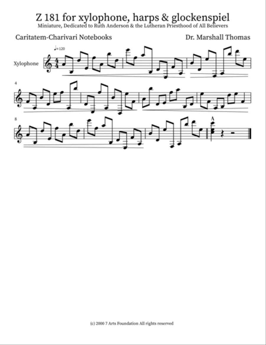 Z 181 for xylophone, harps & glockenspiel Glockenspiel scores gallery preview page 4