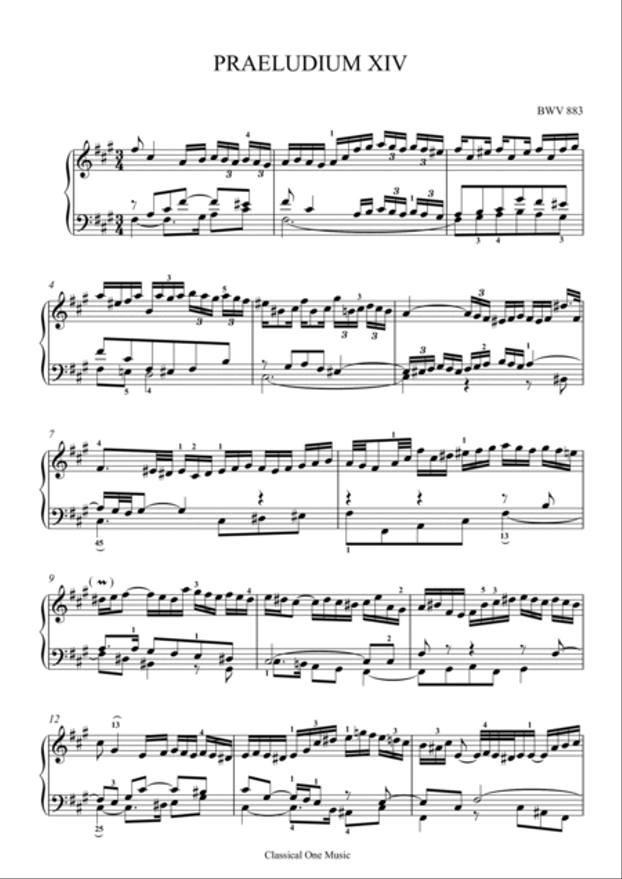 Bach-Prelude XIV in F-Sharp Minor, BWV 883 Bach-Prelude XIV in F-Sharp Minor, BWV 883 Piano Solo scores gallery preview page 2