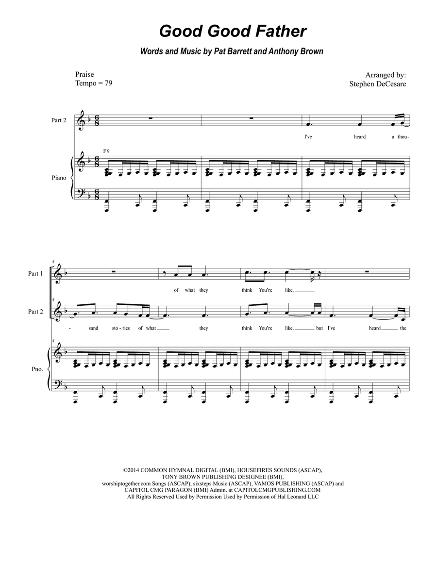 Good Good Father Choir scores gallery preview page 1