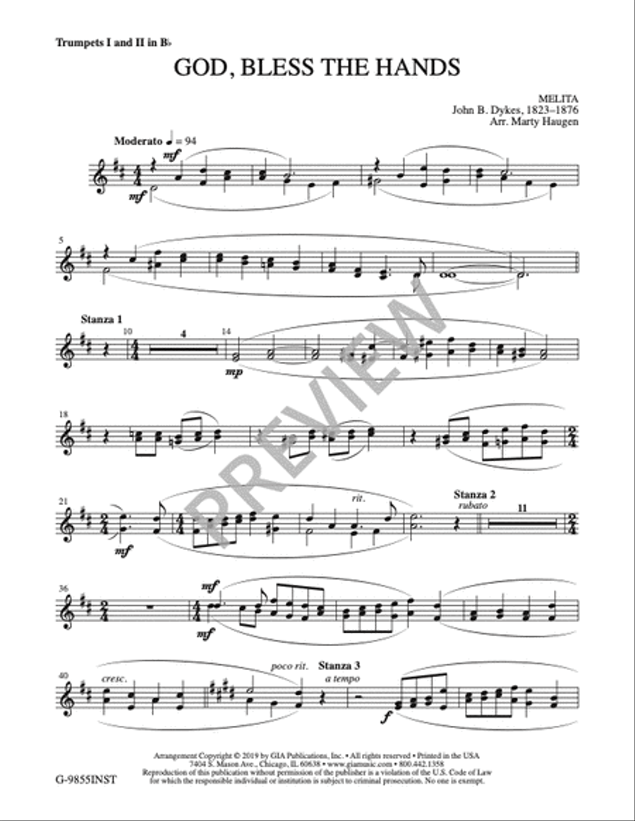 God, Bless the Hands - Instrument edition Trumpet scores gallery preview page 2