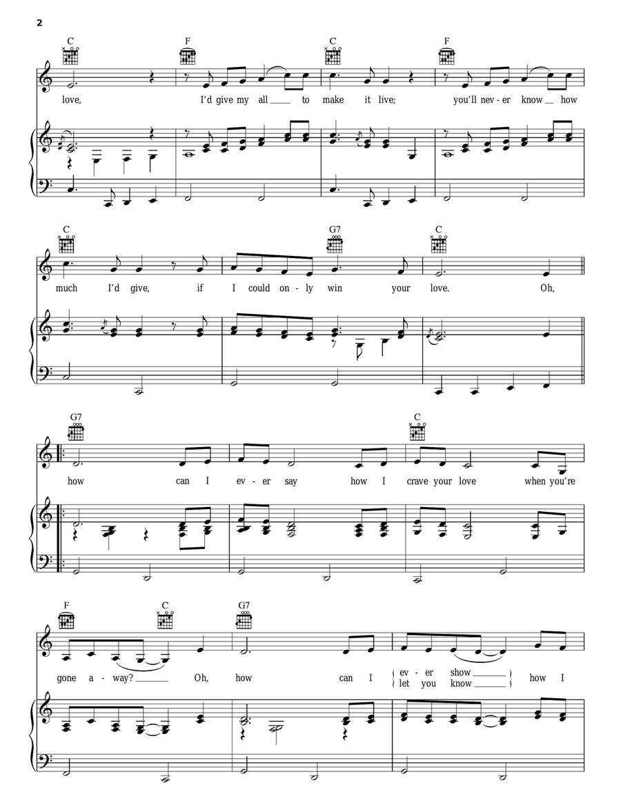 If I Could Only Win Your Love Piano, Vocal, Guitar scores gallery preview page 2