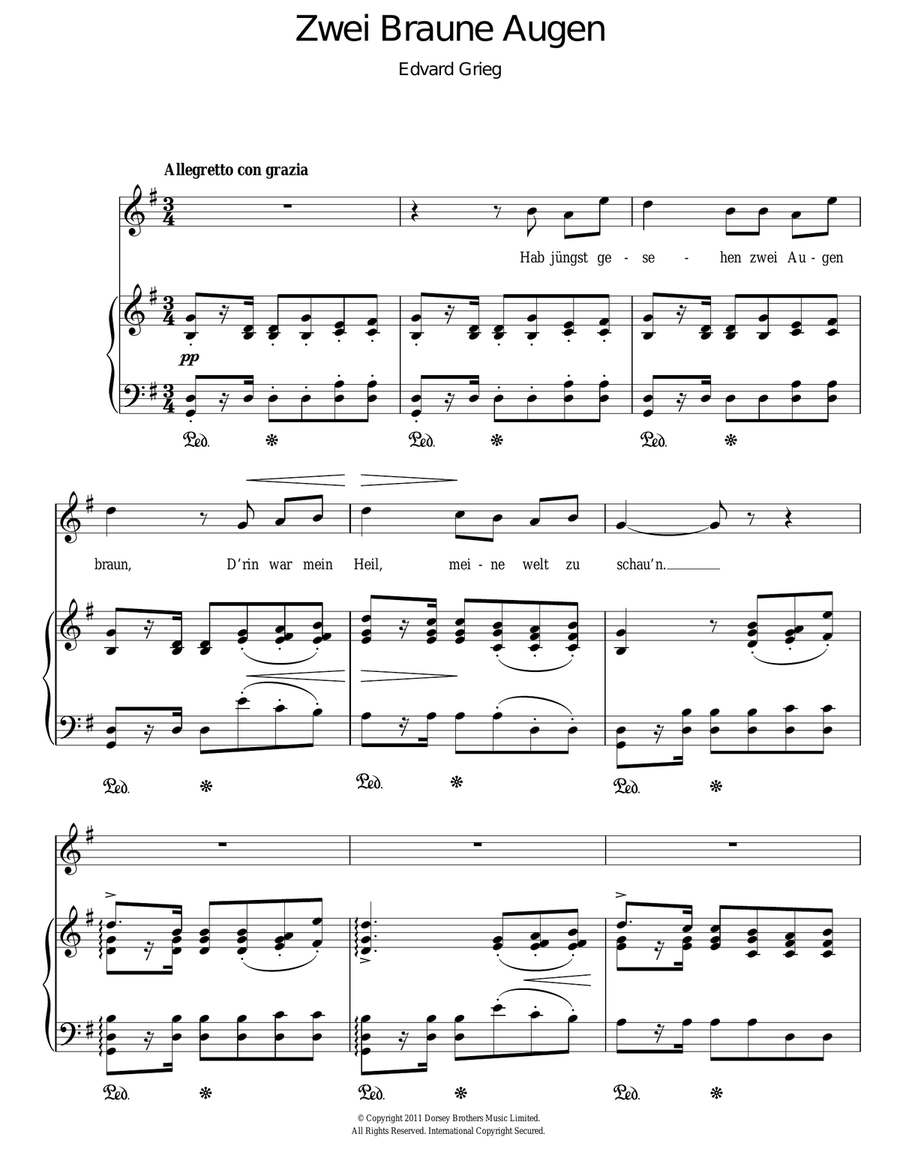 Two Brown Eyes (Zwei Braune Augen) Piano, Vocal scores gallery preview page 1