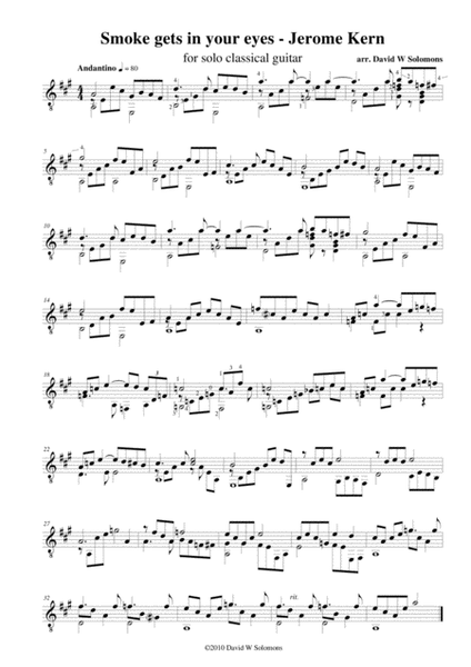 4 songs by Jerome Kern arranged for solo guitar image number null