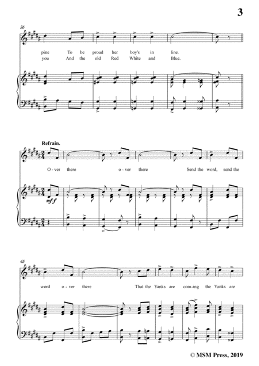 George M. Cohan-Over There,in B Major,for Voice&Piano Voice scores gallery preview page 5
