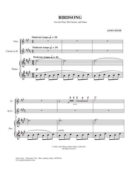 BIRDSONG - Trio for Flute, Clarinet, Piano image number null