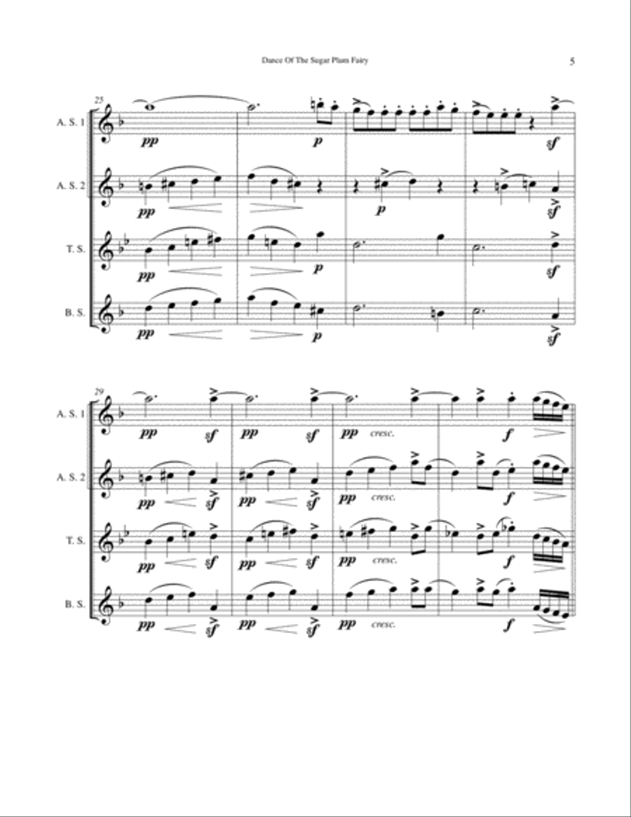 Dance of the Sugar Plum Fairy Woodwind Quartet scores gallery preview page 5