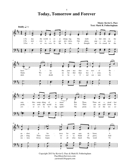 Today, Tomorrow and Forever - an original hymn for SATB voices image number null