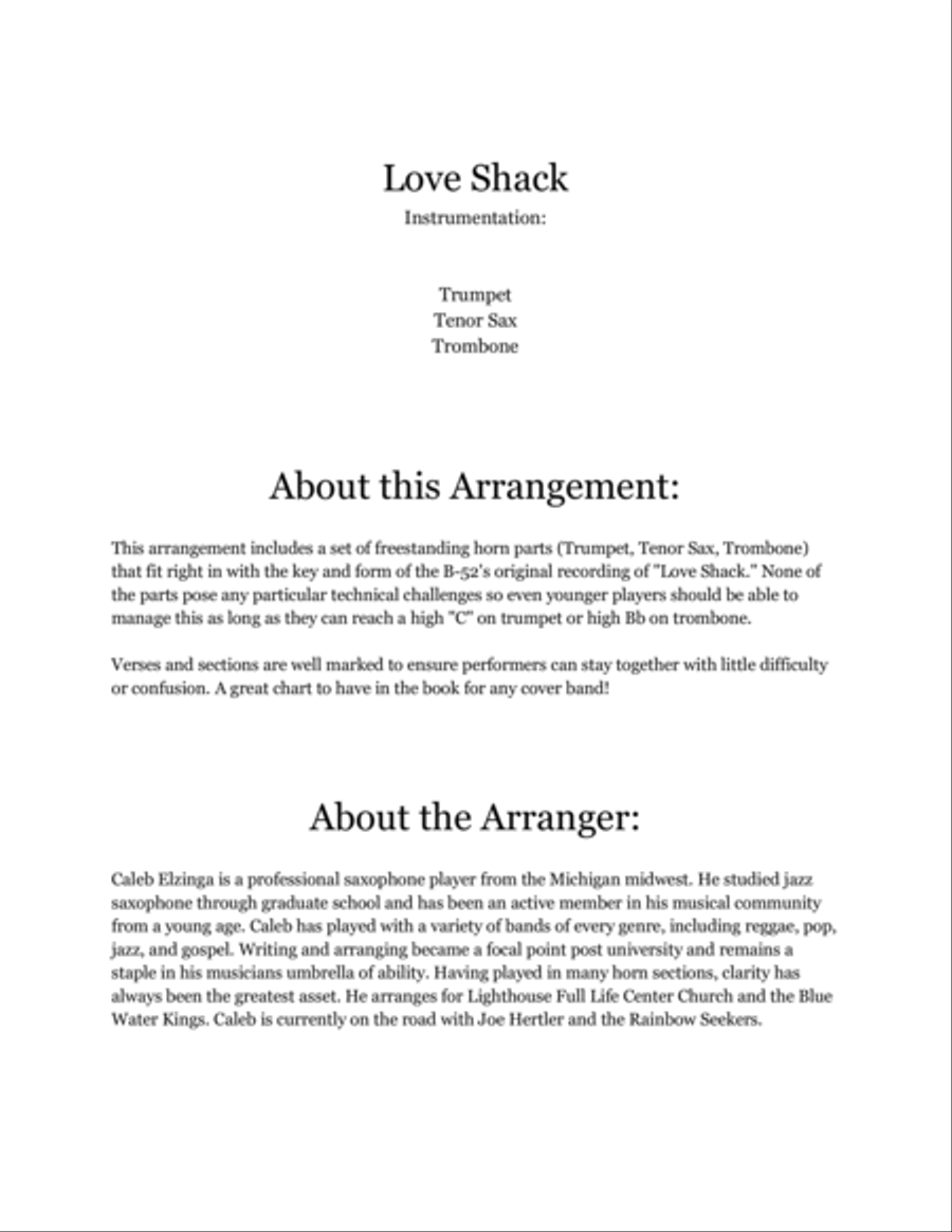 Love Shack Small Ensemble scores gallery preview page 2