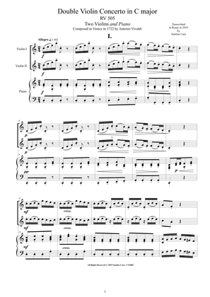 Vivaldi - Double Violin Concerto in C major RV 505 for Two Violins and Piano