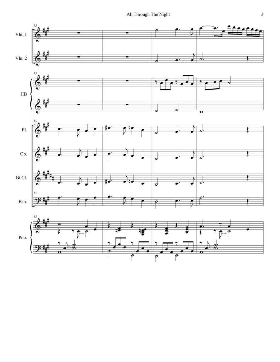 All Through The Night (Lullaby) (for Woodwind Quartet and Piano) Woodwind Quartet scores gallery preview page 4