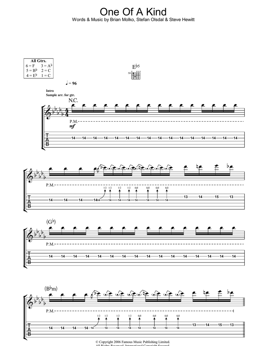 One Of A Kind Guitar Tablature scores gallery preview page 1