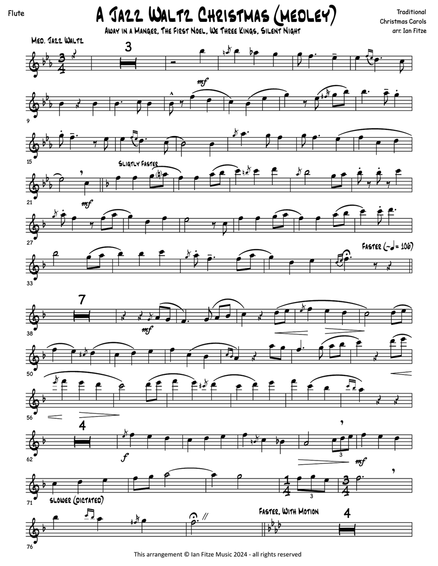A Jazz Waltz Christmas (medley) Flute scores gallery preview page 2
