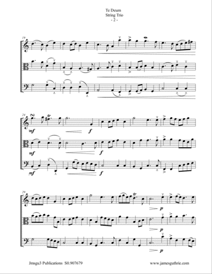 Charpentier: Te Deum Prelude for String Trio String Trio scores gallery preview page 2