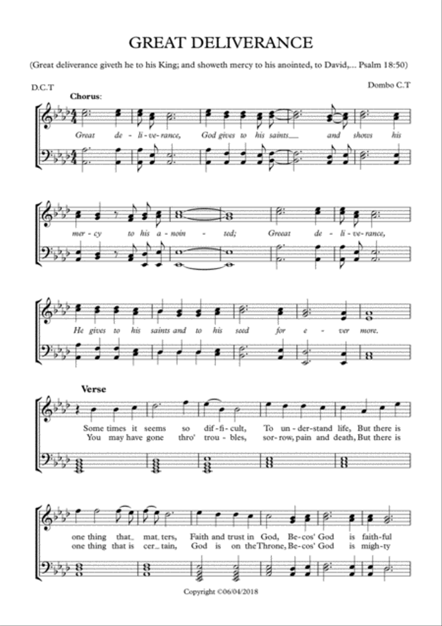 Great deliverance Choir scores gallery preview page 1