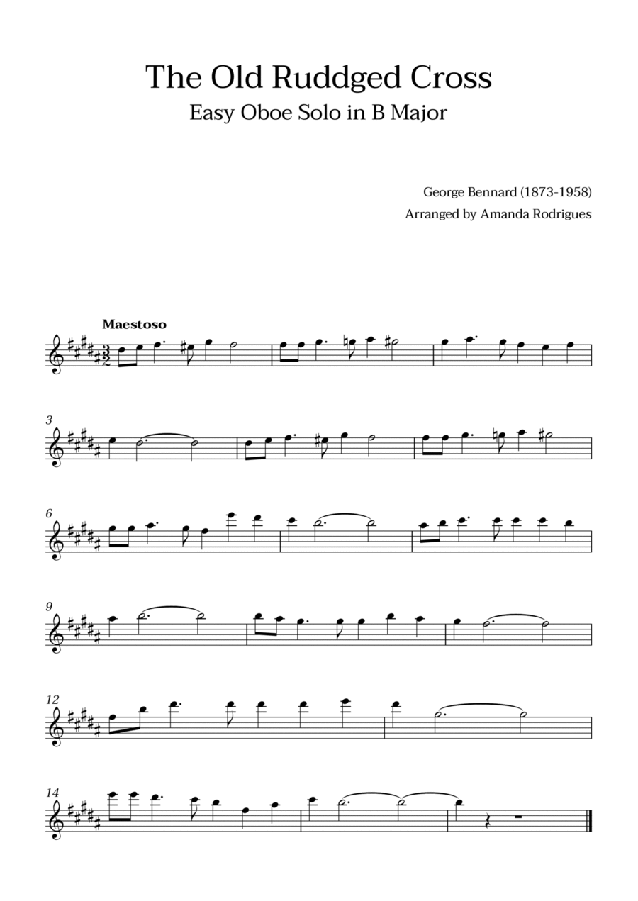 The Old Rugged Croos in B Major - Easy Clarinet in Bb Solo B-Flat Clarinet scores gallery preview page 1
