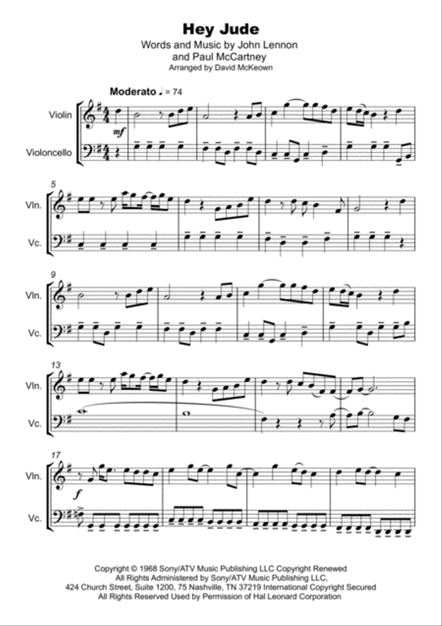 Hey Jude String Duet scores gallery preview page 2