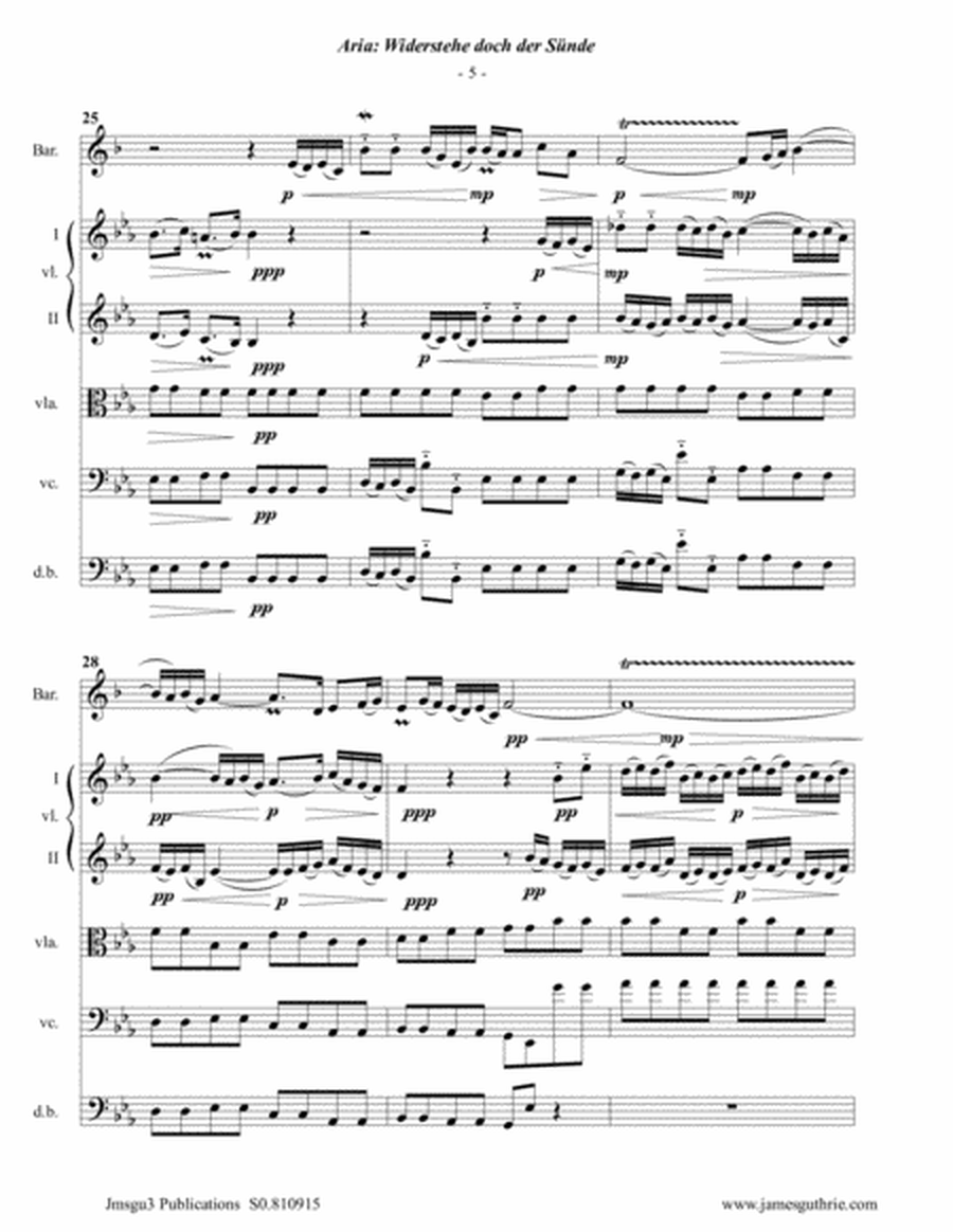 BACH: Widerstehe doch der Sünde, BWV 54 for Baritone Horn & Strings image number null