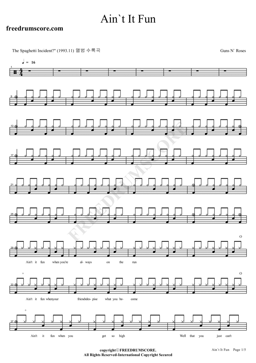 Ain't It Fun Drum Set scores gallery preview page 1