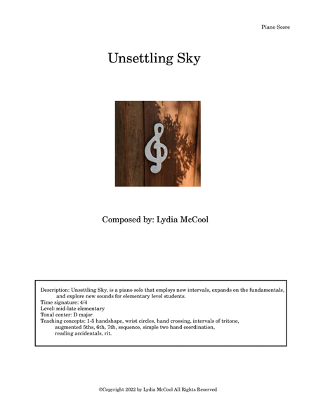 Lydia McCool: Unsettling Sky , for piano solo image number null