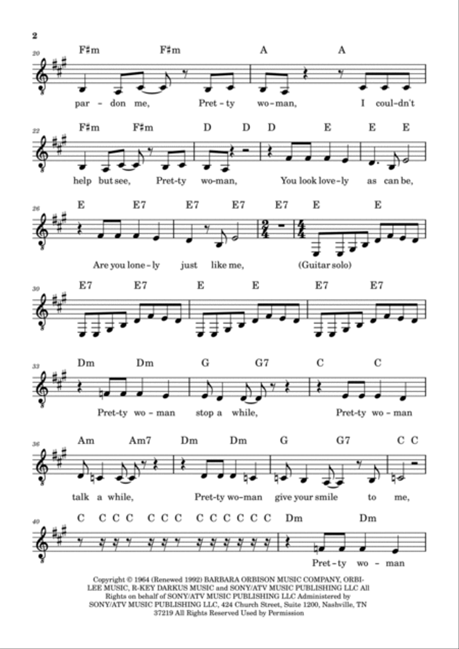Oh, Pretty Woman Oh, Pretty Woman Piano, Vocal, Guitar scores gallery preview page 2