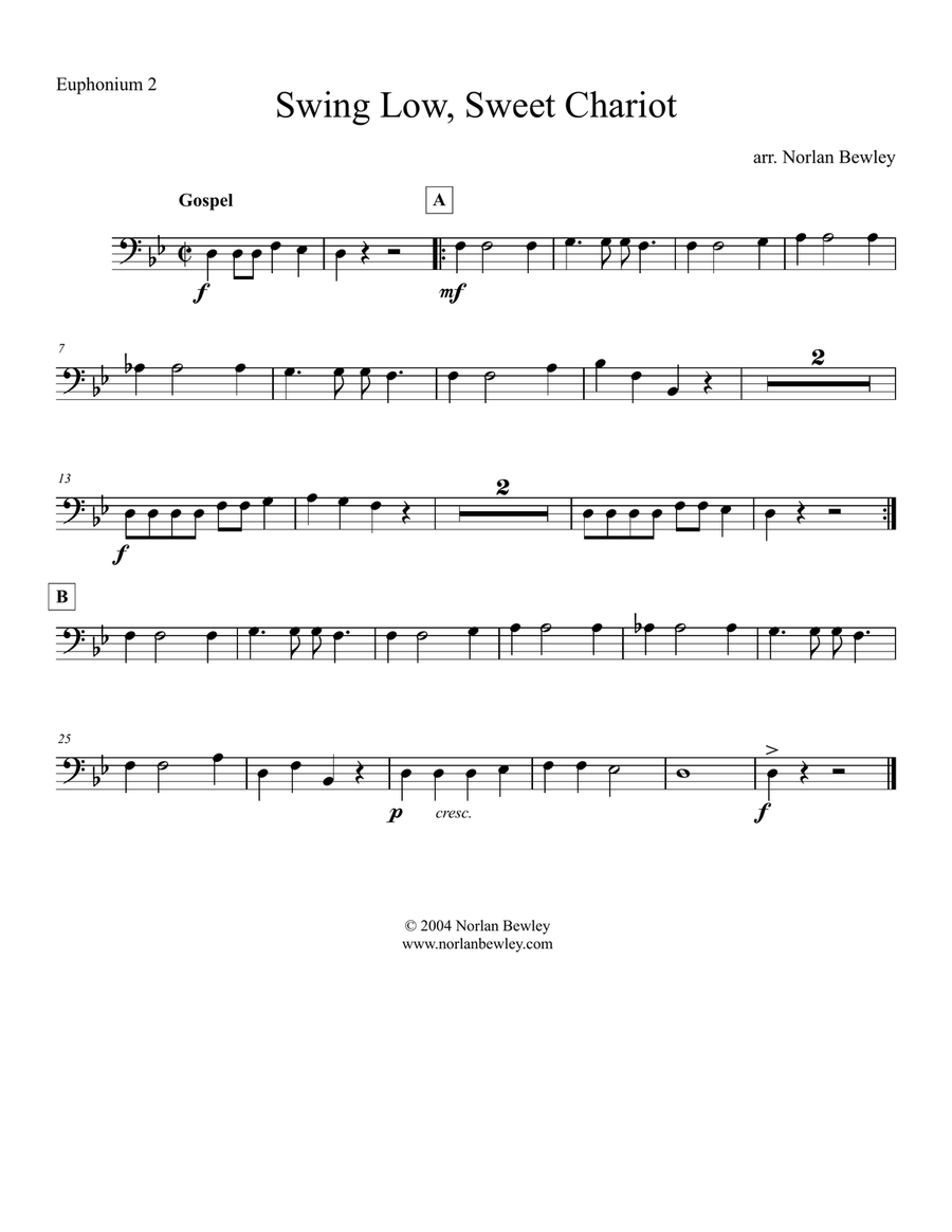 Swing Low Sweet Chariot - Tuba/Euphonium Quartet Brass Ensemble scores gallery preview page 4