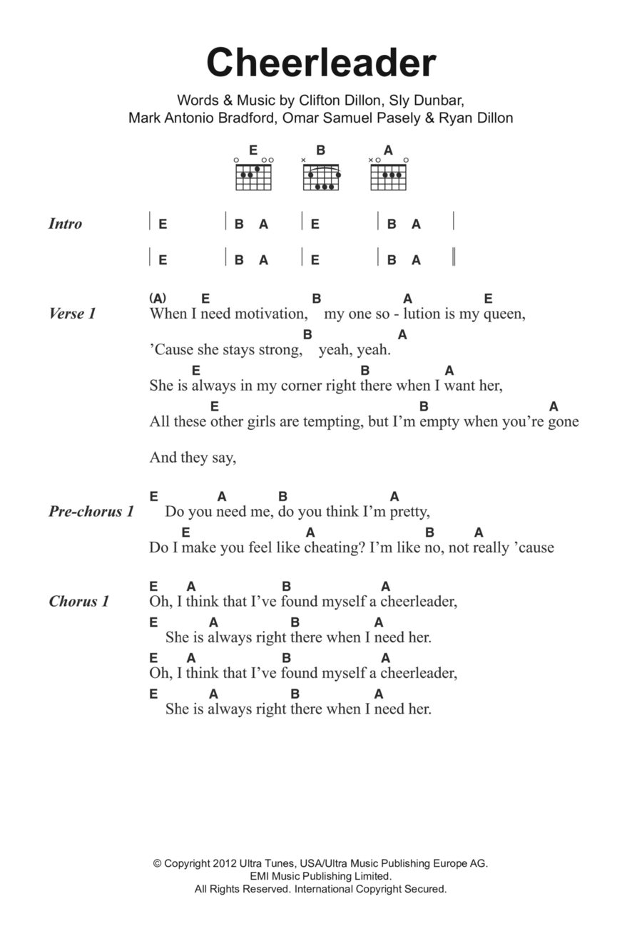 Cheerleader Acoustic Guitar scores gallery preview page 1