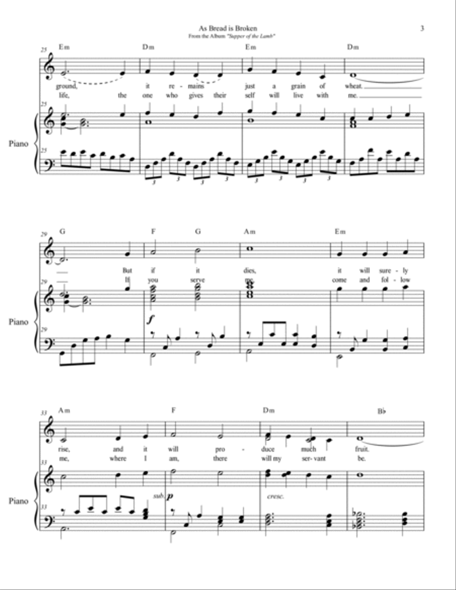 As Bread is Broken Piano, Vocal, Guitar scores gallery preview page 3