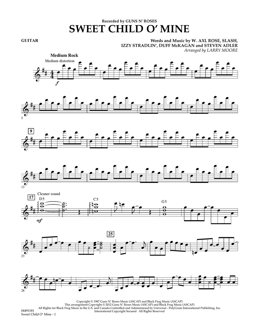 Sweet Child O' Mine - Guitar Orchestra scores gallery preview page 1