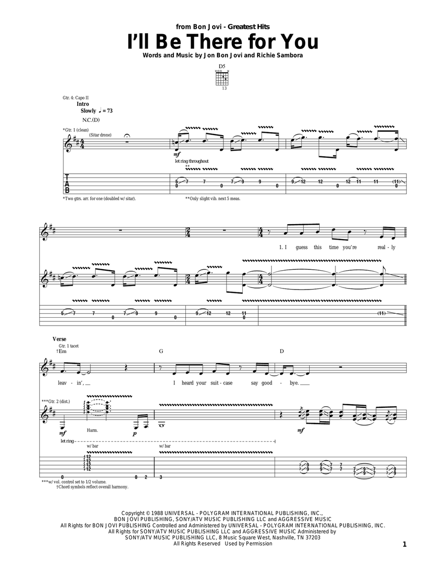 I'll Be There For You Acoustic Guitar scores gallery preview page 1