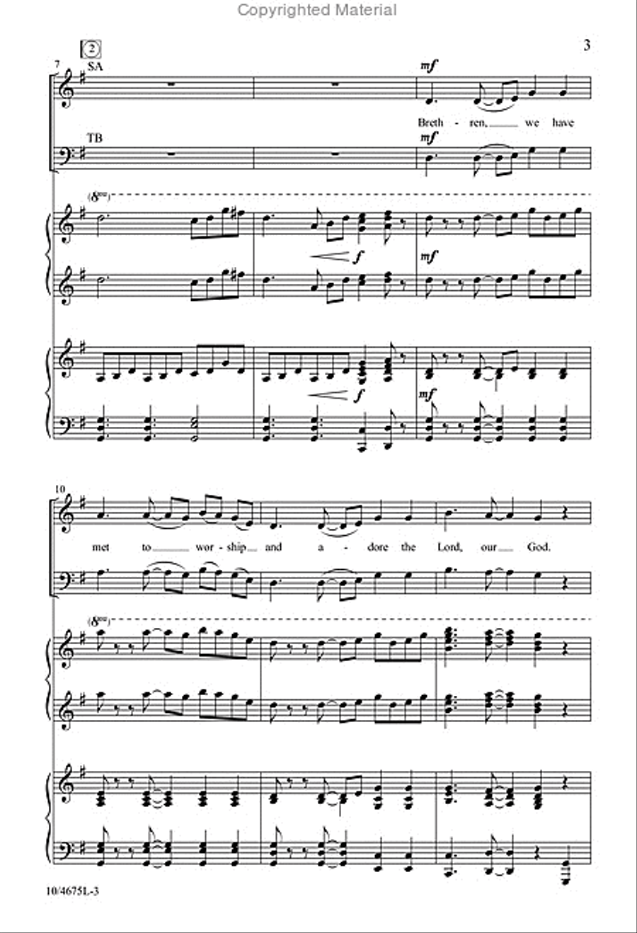 Brethren, We Have Met to Worship 4-Part scores gallery preview page 3