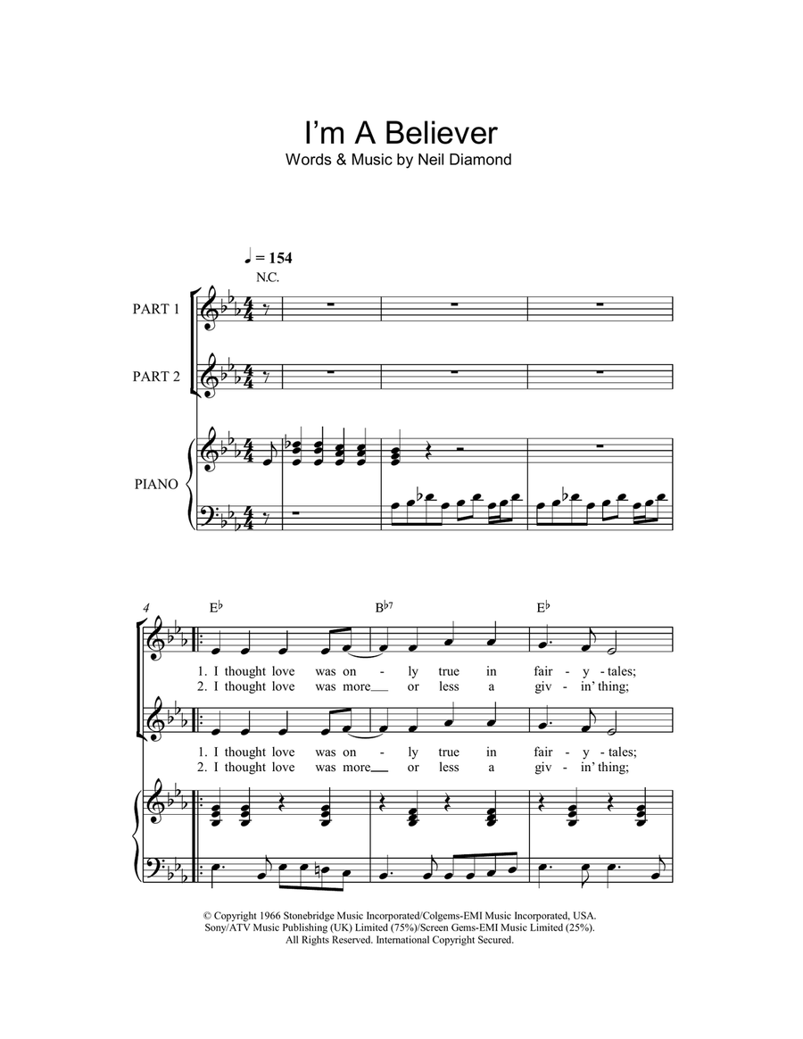 I'm A Believer (arr. Rick Hein) 2-Part scores gallery preview page 1
